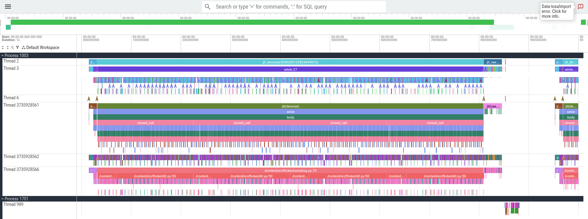 Frozen baseline: one 944 ms request fills the 1 s window.