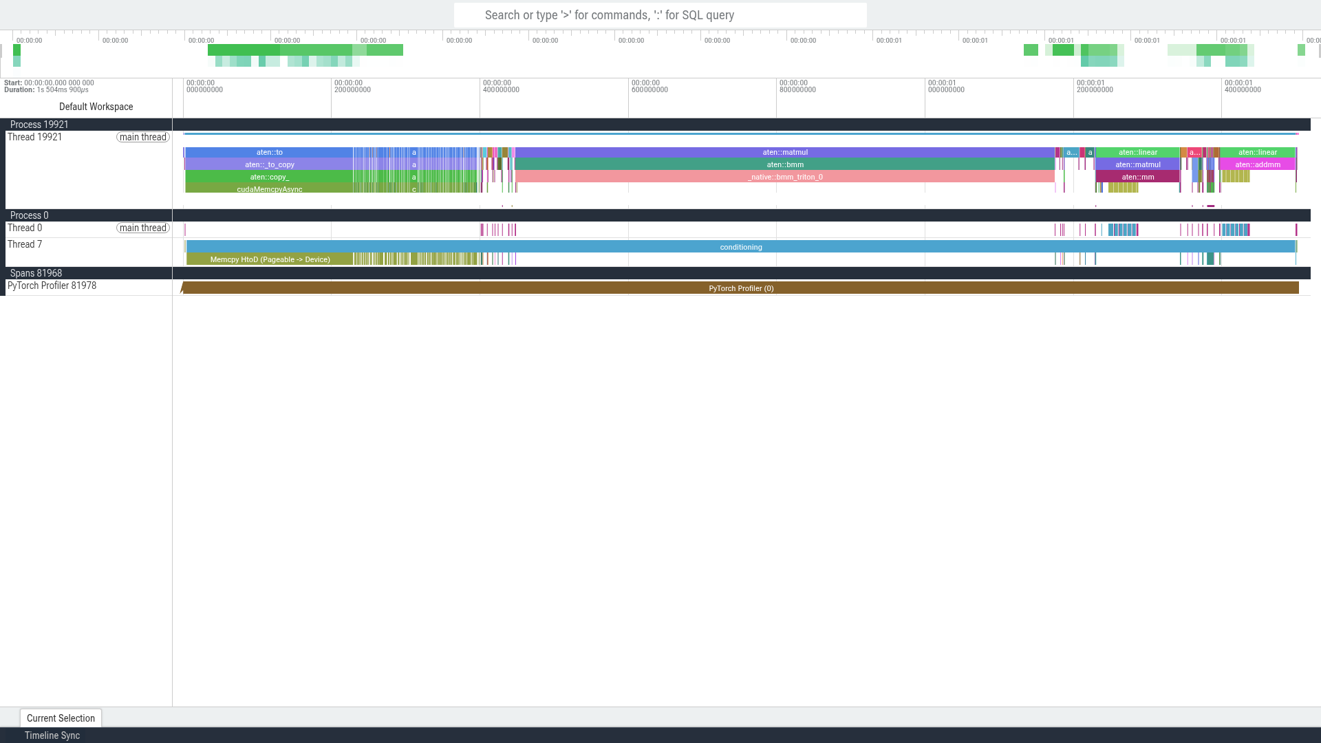 The conditioning range on a cold process, showing the text encoder first call
